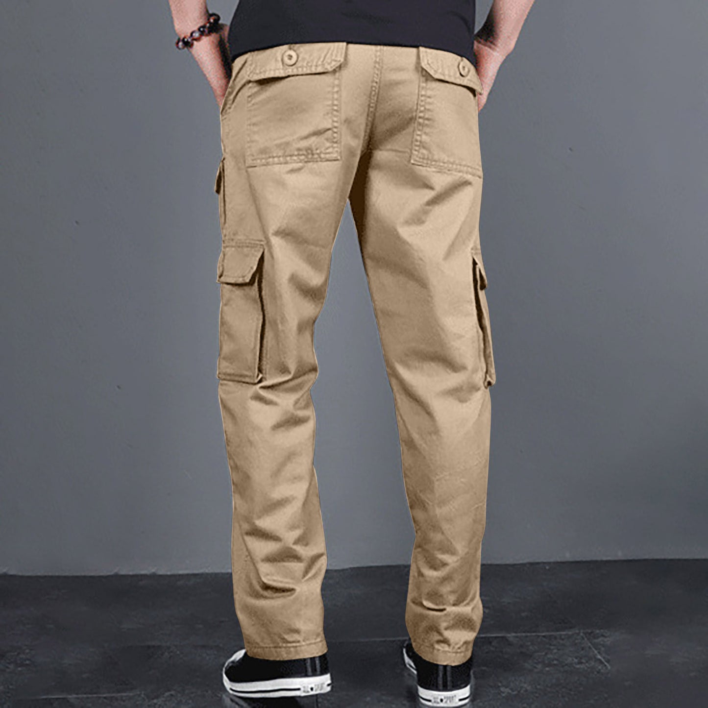 Men's Cargo Pants Fashion Loose Solid Color Straight Cylinder