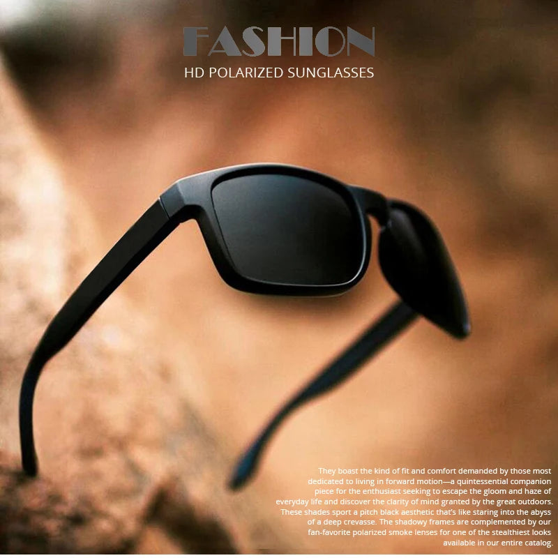 Classic Fashion Square Polarized Sunglasses Men Women Stylish Black UV400