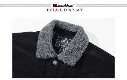 MAGCOMSEN Men's Corduroy Jackets Vintage Sherpa Fleece