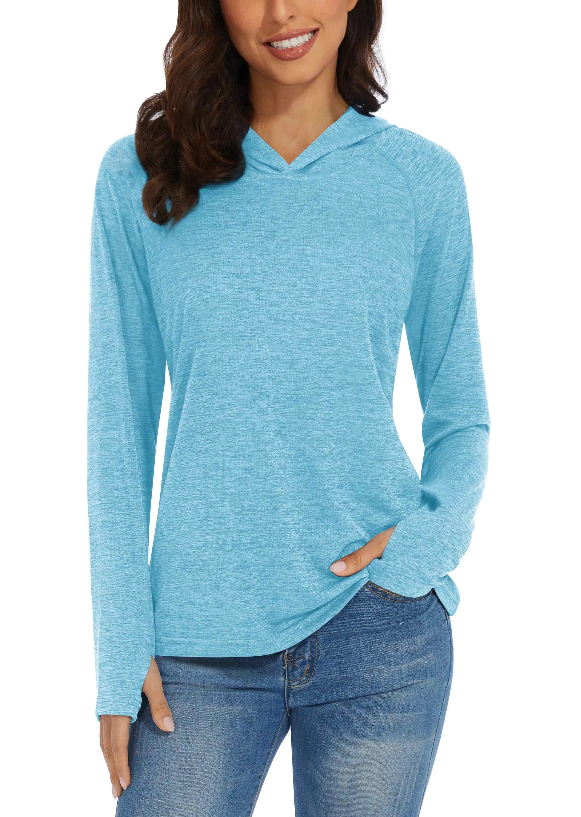 Women's Summer UPF 50+ Hoodie – Quick-Dry Long Sleeve T-Shirt with UV Protection for Running, Hiking, Workout, Gym, and Casual Wear