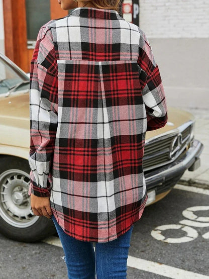 New Style Long-sleeved Plaid Women's Shirt Fashionable Design