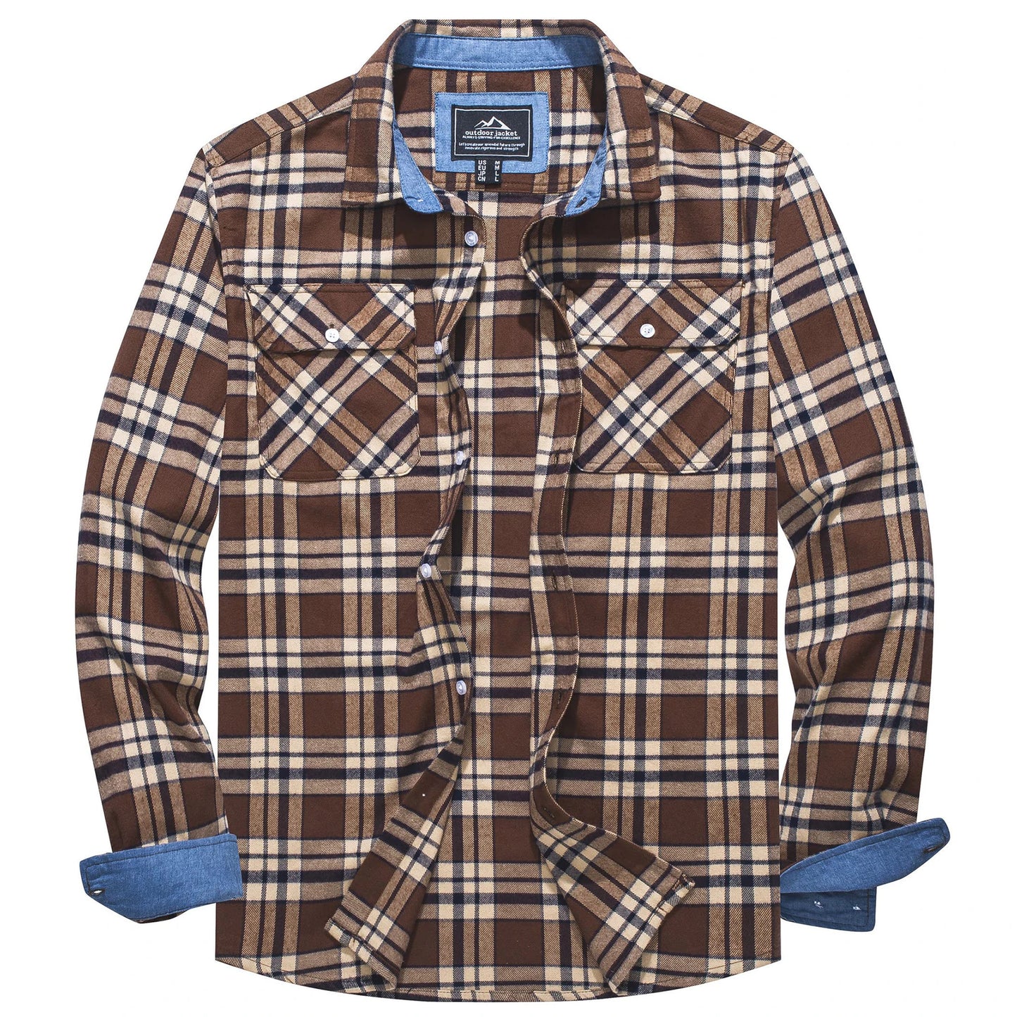 MAGCOMSEN Autumn Windproof Men's Flannel Shirt Warm Casual