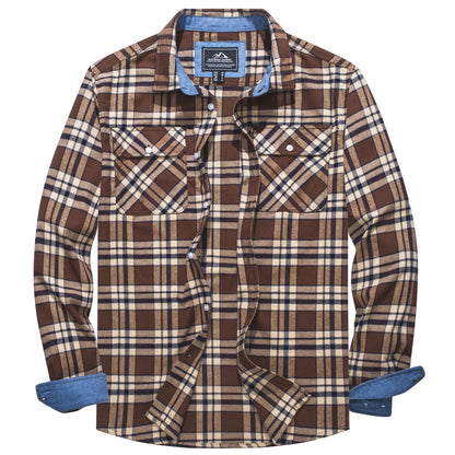 MAGCOMSEN Autumn Windproof Men's Flannel Shirt Warm Casual