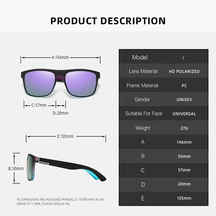 Fashion Purple Polarized Sunglasses Men Women UV400 Eyewear