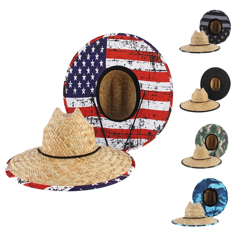 GEMVIE Fashion Women Lifeguard Hat Beach Straw Hat Summer