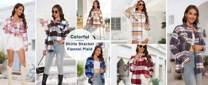 Women's Flannel Plaid Casual Button Down Blouse