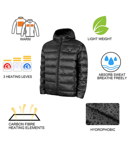 Winter Men's USB Electric Rechargeable Heated Down Jacket