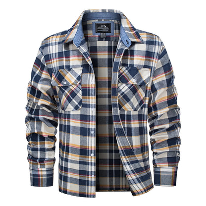 MAGCOMSEN Men's Plaid Flannel Shirts Long Sleeves Casual Cotton