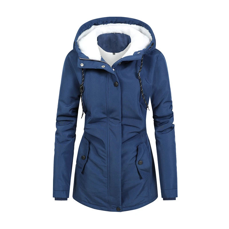 Winter Women Warm Parkas Hooded Retro Thick Plush Coats