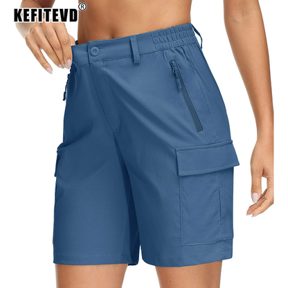 Women's Quick-Dry Hiking Shorts - Waterproof, Lightweight Cargo Shorts with Multi Pockets for Trekking & Camping