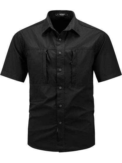 Retro Workwear Men's Long Sleeved Shirt Pocket Design