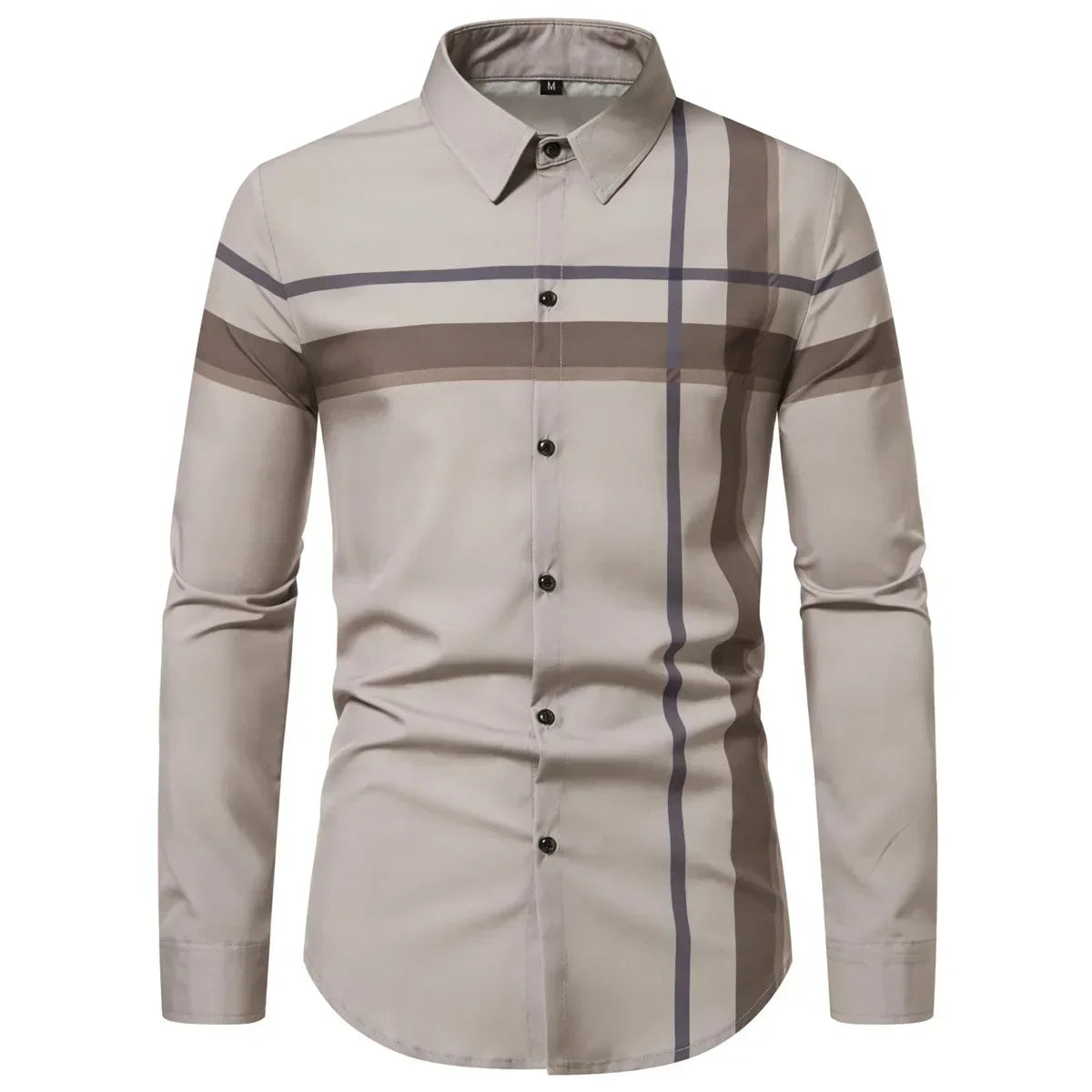 Men's New Spring Summer Long Sleeve Shirt Stripes Fashion