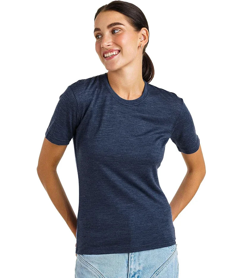 100% Merino Wool T Shirt Women Slim Fit Base Layer Tee