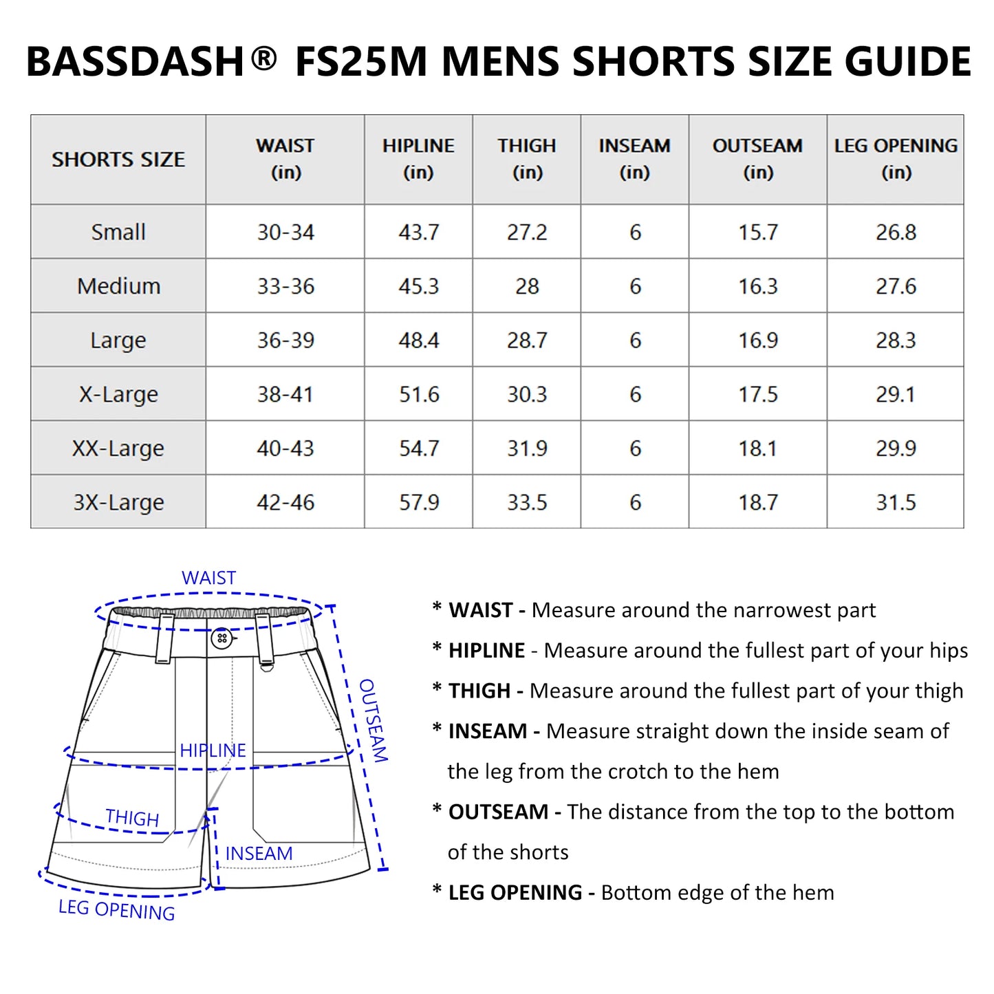 Bassdash Men's 6 Fishing Shorts UPF 50+ Quick Dry Cargo