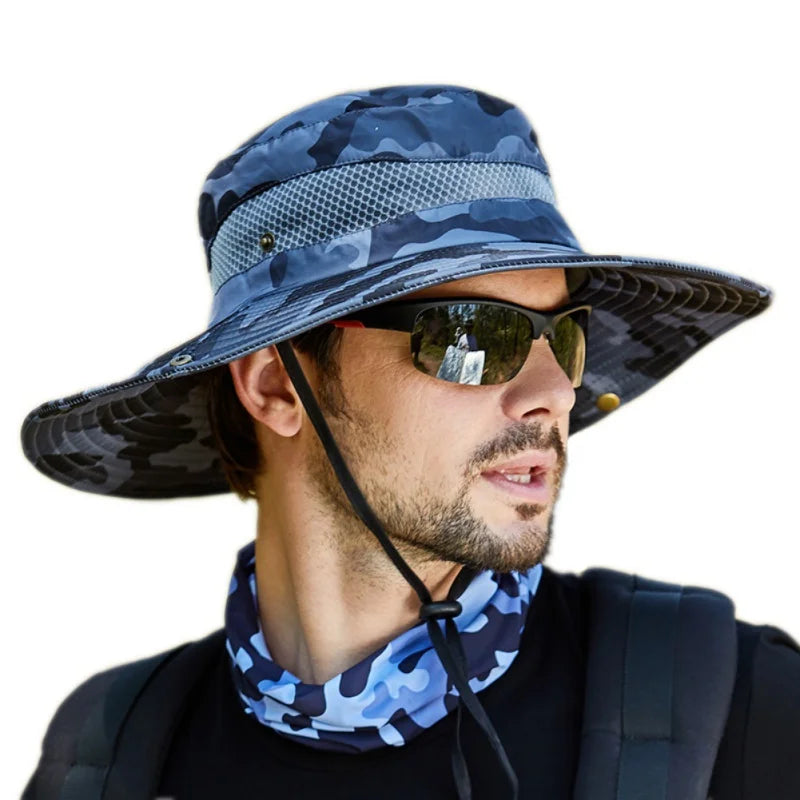 Summer Men Breathable Sun Hat Outdoor Traveling Fishing Hat