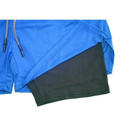 New Design Men's 2 in 1 Double Layer Fitness Shorts