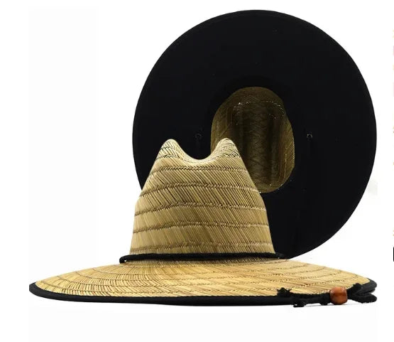 Men Women New Handwork Lifeguard Straw Summer Hat