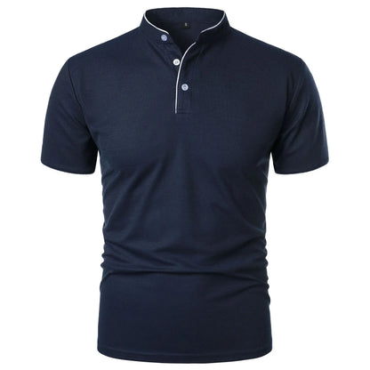 Summer Men's Short Sleeve Collar T-Shirts Solid Color Polo Shirt