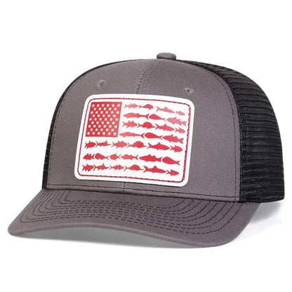 Unisex American Flag Small Fish Leather Label Caps Hat