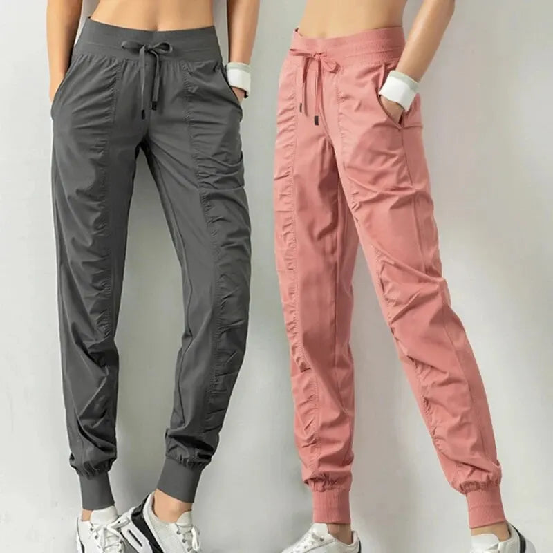 Fabric Drawstring Joggers Women Quick Dry Athletic Pants