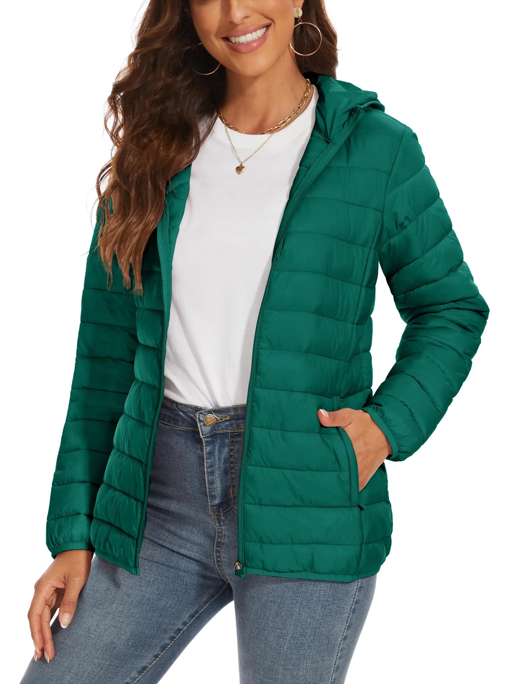 Women's Winter Puffer Jacket – Lightweight, Water-Resistant, Padded Hoodie for Outdoor Activities, Camping, and Cold Weather Outerwear
