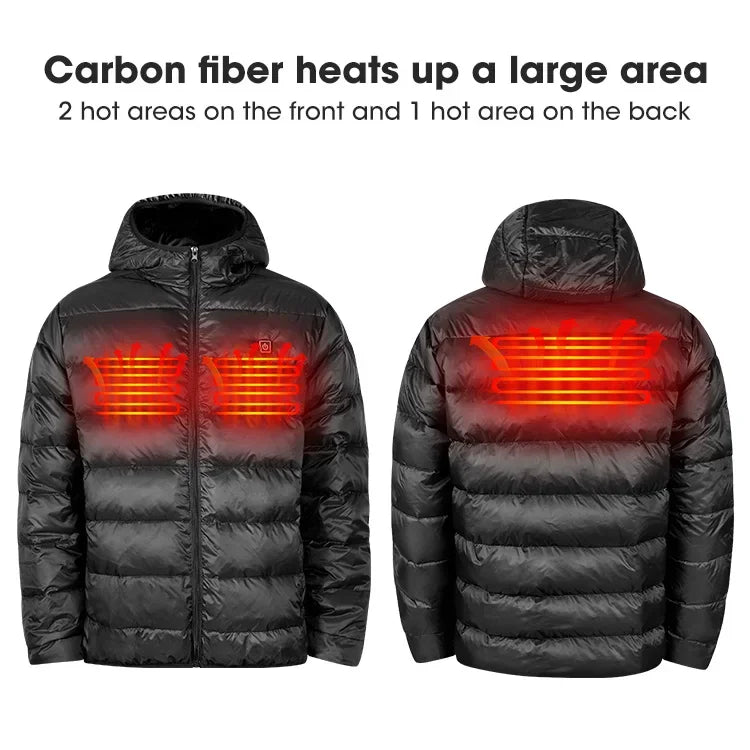 Winter Men's USB Electric Rechargeable Heated Down Jacket