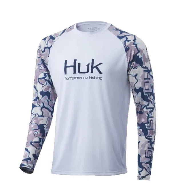 HUK Fishing Shirts Long Sleeve UV Protection Mens Jersey