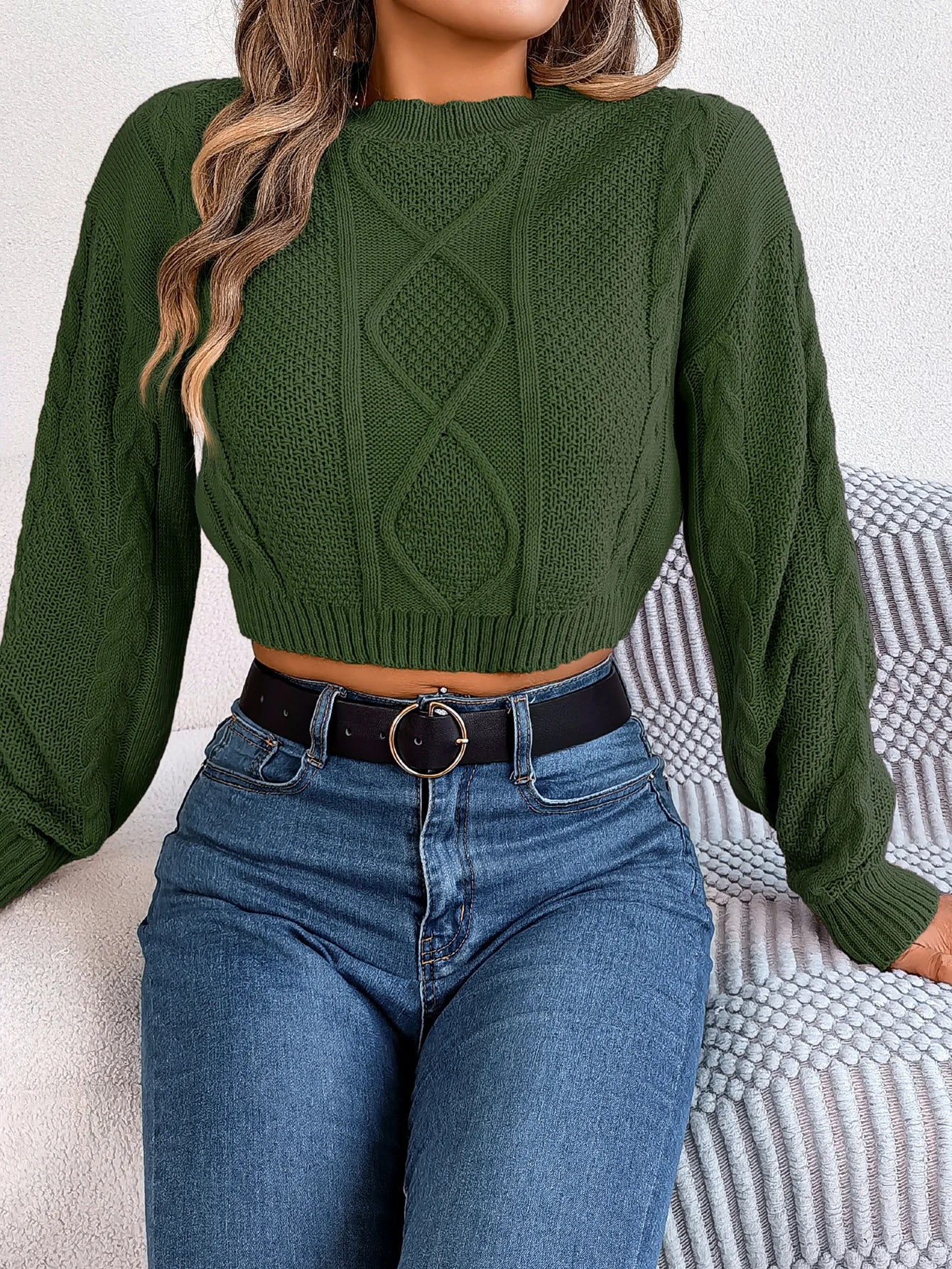 Autumn Winter Solid Short Sweater Casual Pullover Crop Top