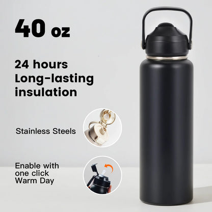 40oz Insulated Water Bottle with Straw Handle