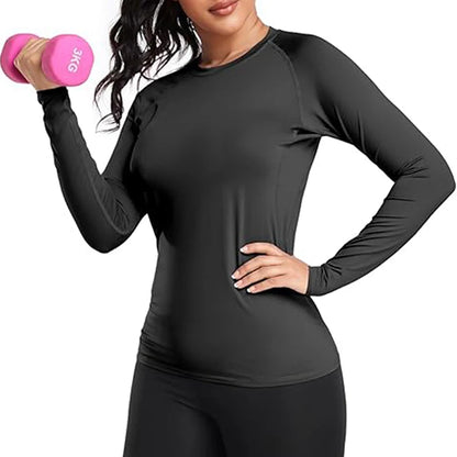 Women's Compression Shirt Athletic Yoga Running Long Sleeve T-Shirt