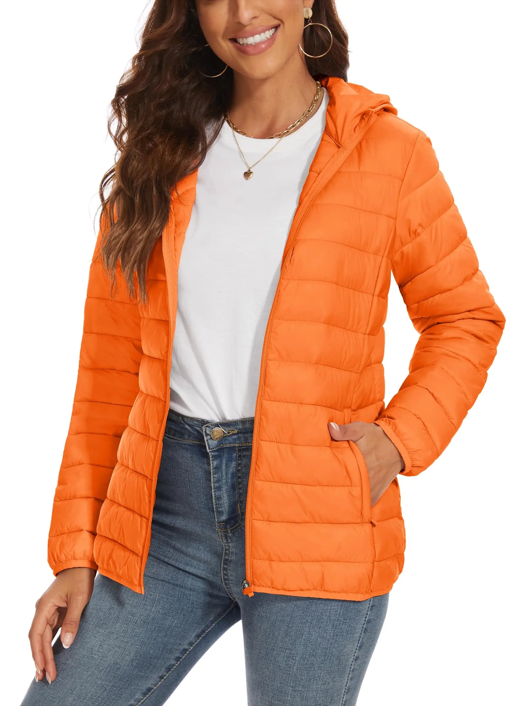 Women's Winter Puffer Jacket – Lightweight, Water-Resistant, Padded Hoodie for Outdoor Activities, Camping, and Cold Weather Outerwear
