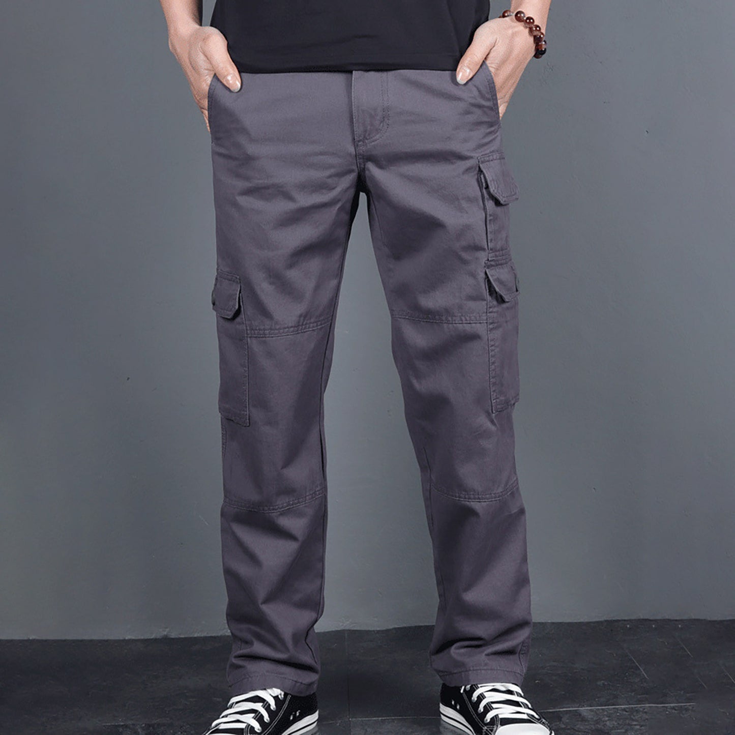 Men's Cargo Pants Fashion Loose Solid Color Straight Cylinder