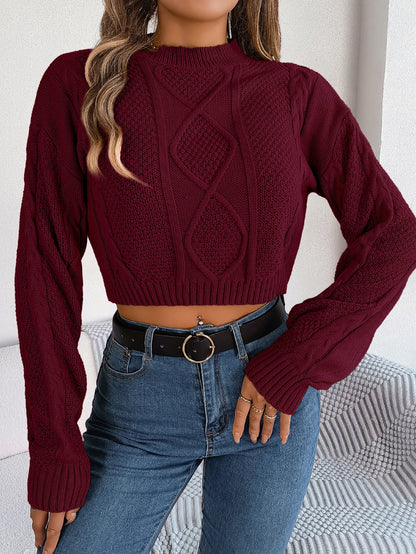 Autumn Winter Solid Short Sweater Casual Pullover Crop Top