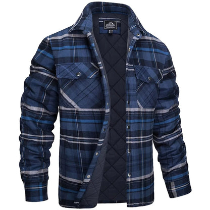 MAGCOMSEN Men's Plaid Flannel Jacket Warm Thick Long Sleeve