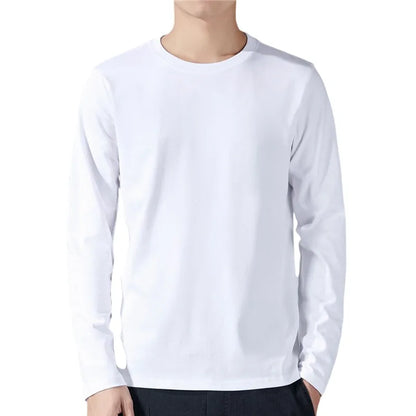 Men's Cotton Long Sleeve T-Shirt – Soft, Solid Color Casual Tee