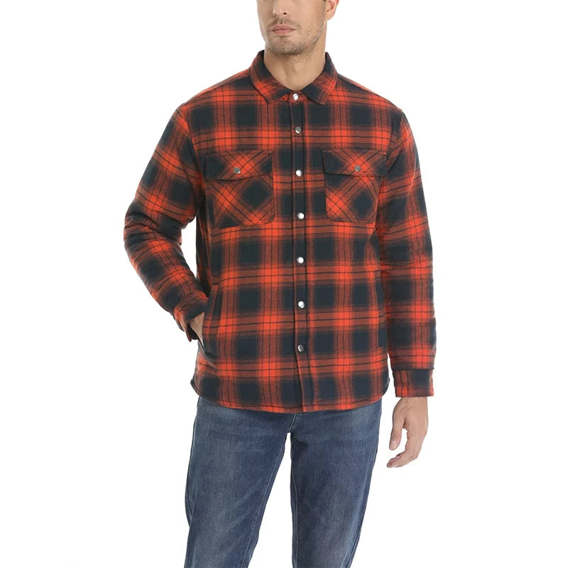 MAGCOMSEN Men's Plaid Flannel Jacket Warm Thick Long Sleeve