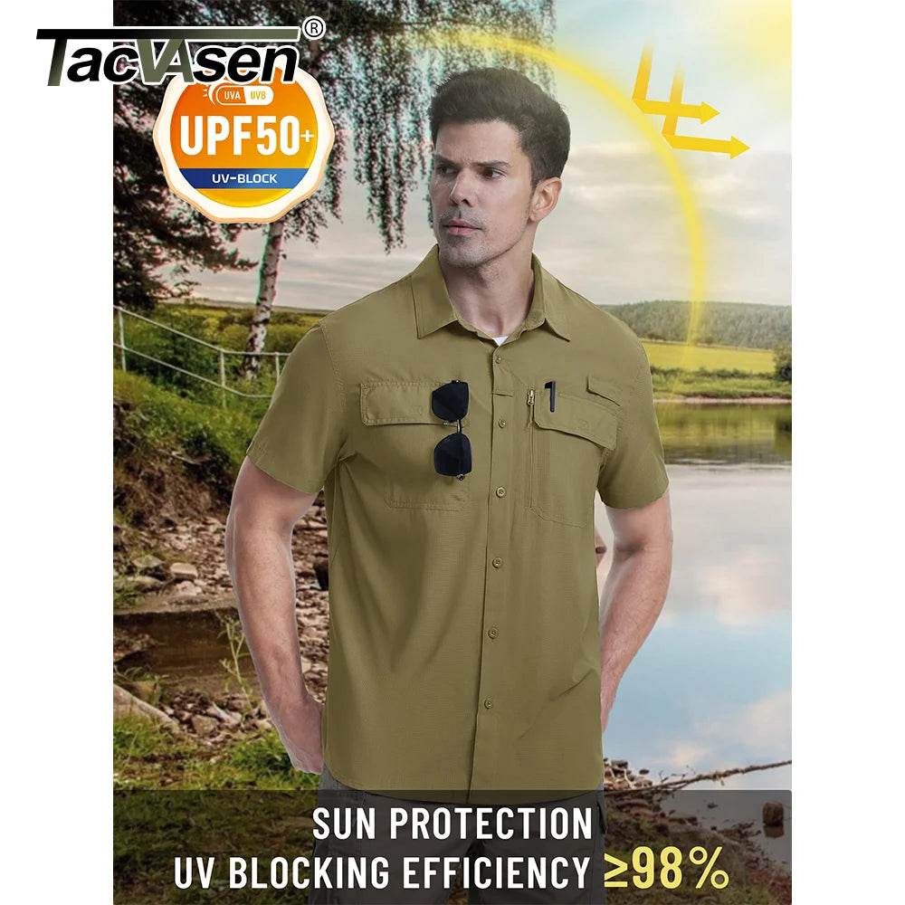 Quick Dry Short Sleeve Shirts Men's UPF 50+ Sun Protection