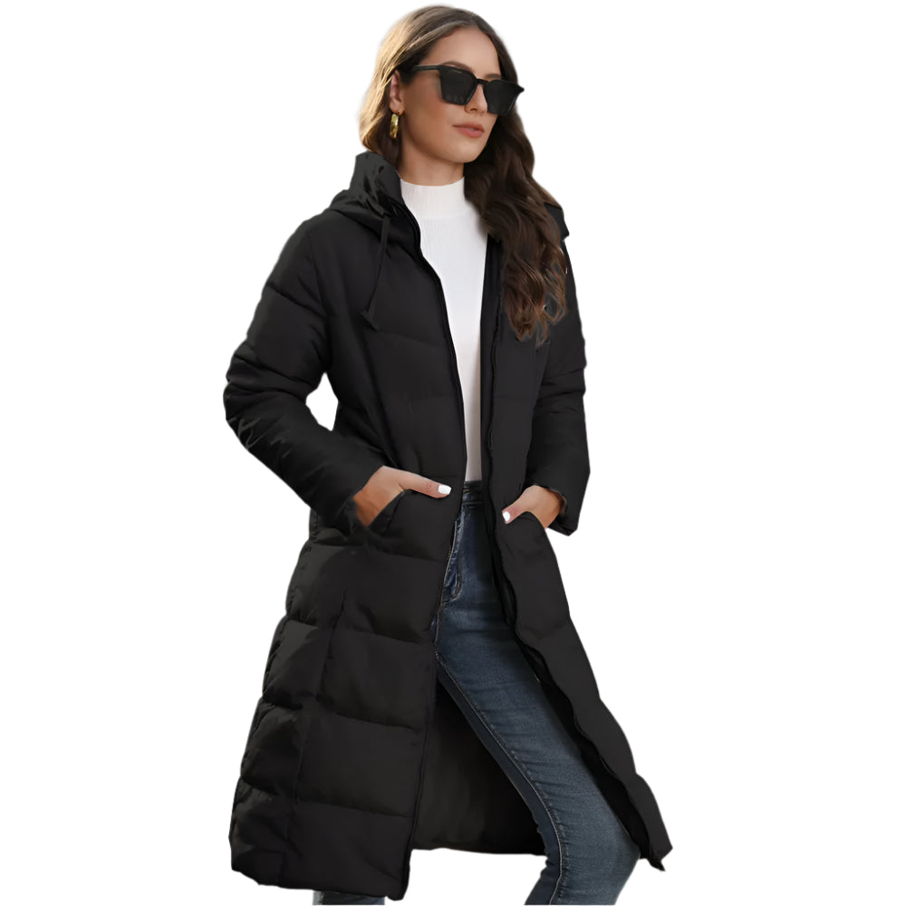 Winter Hooded Women's Cotton Padded Jacket Mid-length Outwear