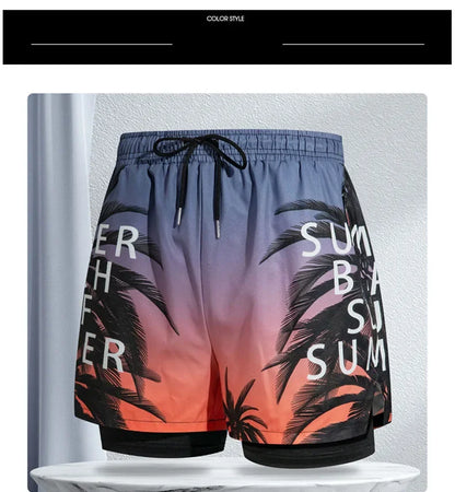 New Swim Trunks for Men Double-layer Swimming Shorts