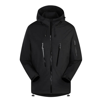 Techwear Hooded Jacket Men's Hiking Ski Zipper Pocket Raincoat