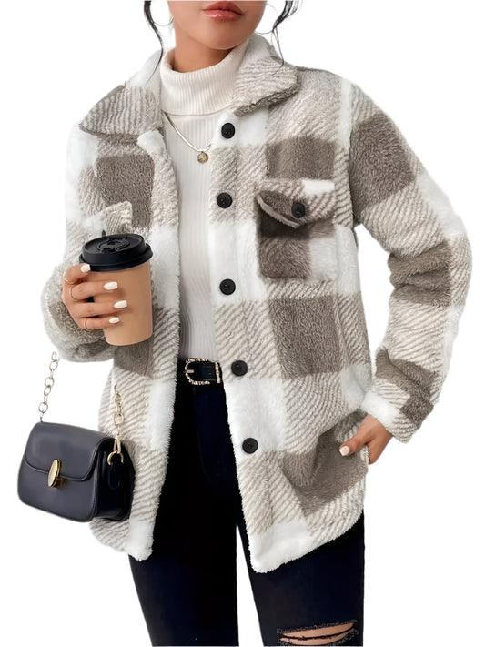 Europe and The United States Autumn Winter Plaid Coat Warm