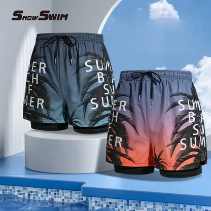 New Swim Trunks for Men Double-layer Swimming Shorts