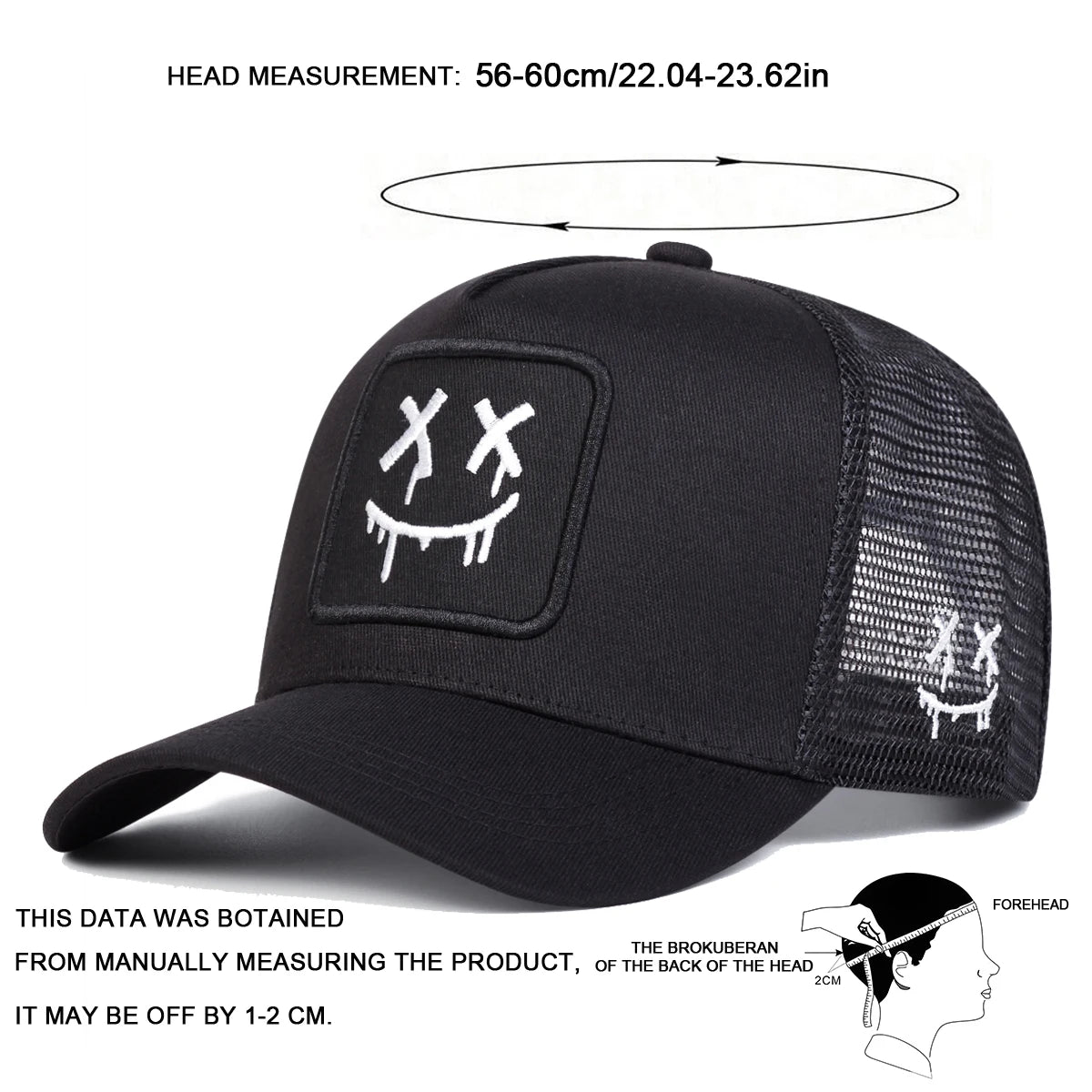 Unisex XX Smiling Face Embroidery Baseball Net Caps