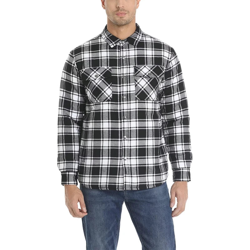 MAGCOMSEN Men's Plaid Flannel Jacket Warm Thick Long Sleeve