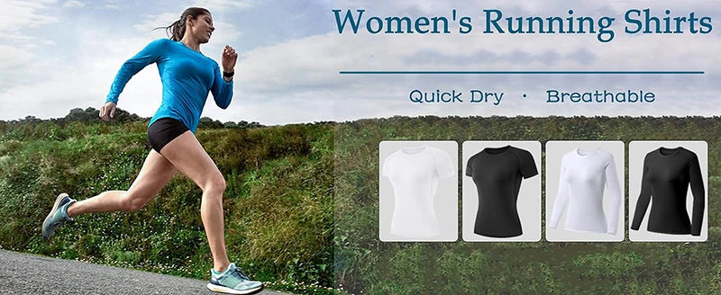 Women's Compression Shirt Athletic Yoga Running Long Sleeve T-Shirt