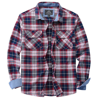 MAGCOMSEN Autumn Windproof Men's Flannel Shirt Warm Casual