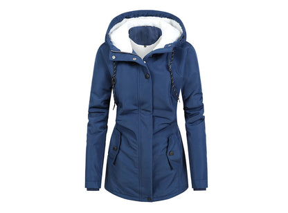 Winter Women Warm Parkas Hooded Retro Thick Plush Coats