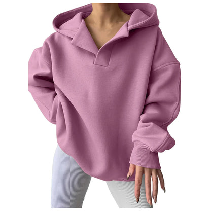 Women'S V Neck Oversized Hoodie With Pocket Fashion Trend