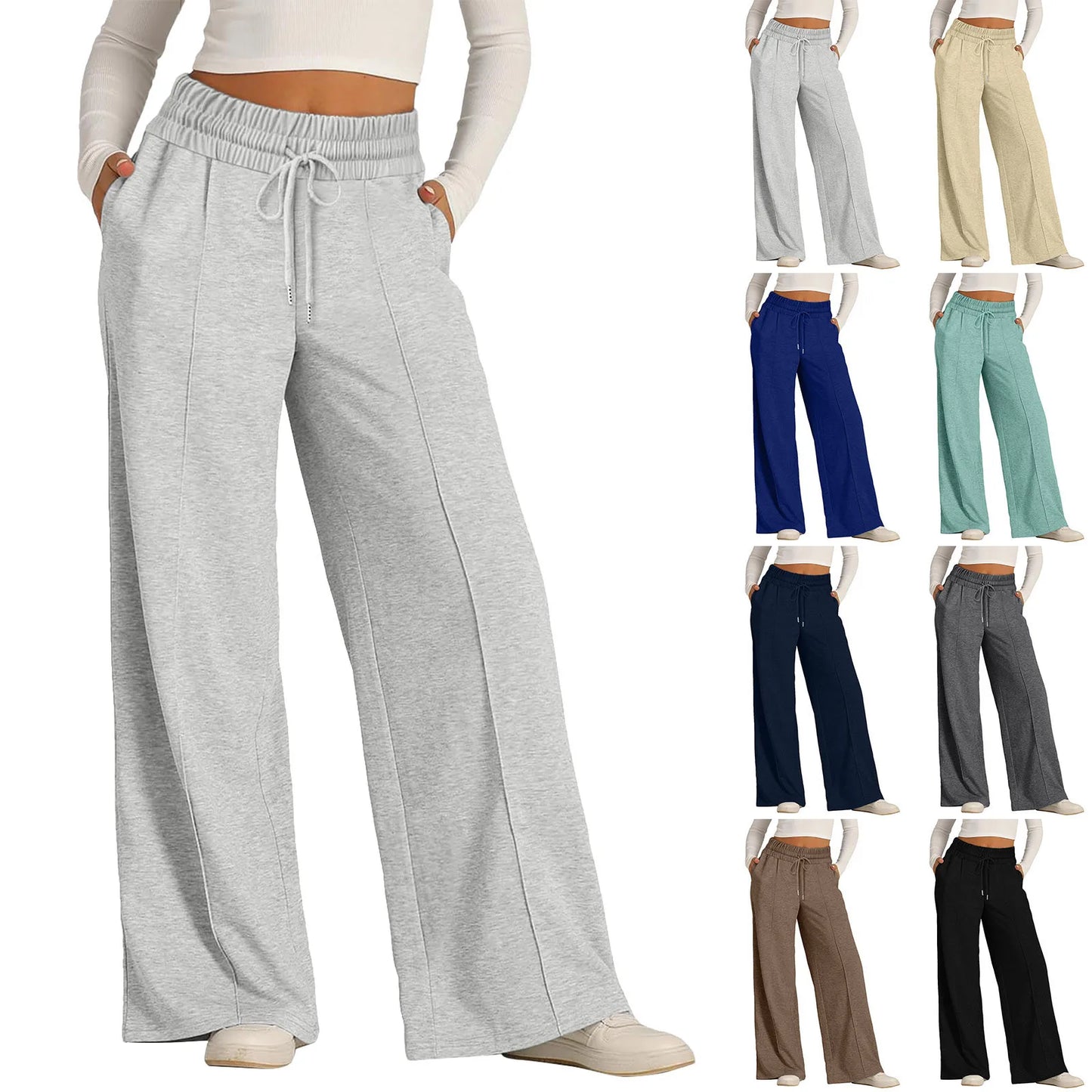 Tie Pants For Women Summer Casual Loose Wide Leg Trousers