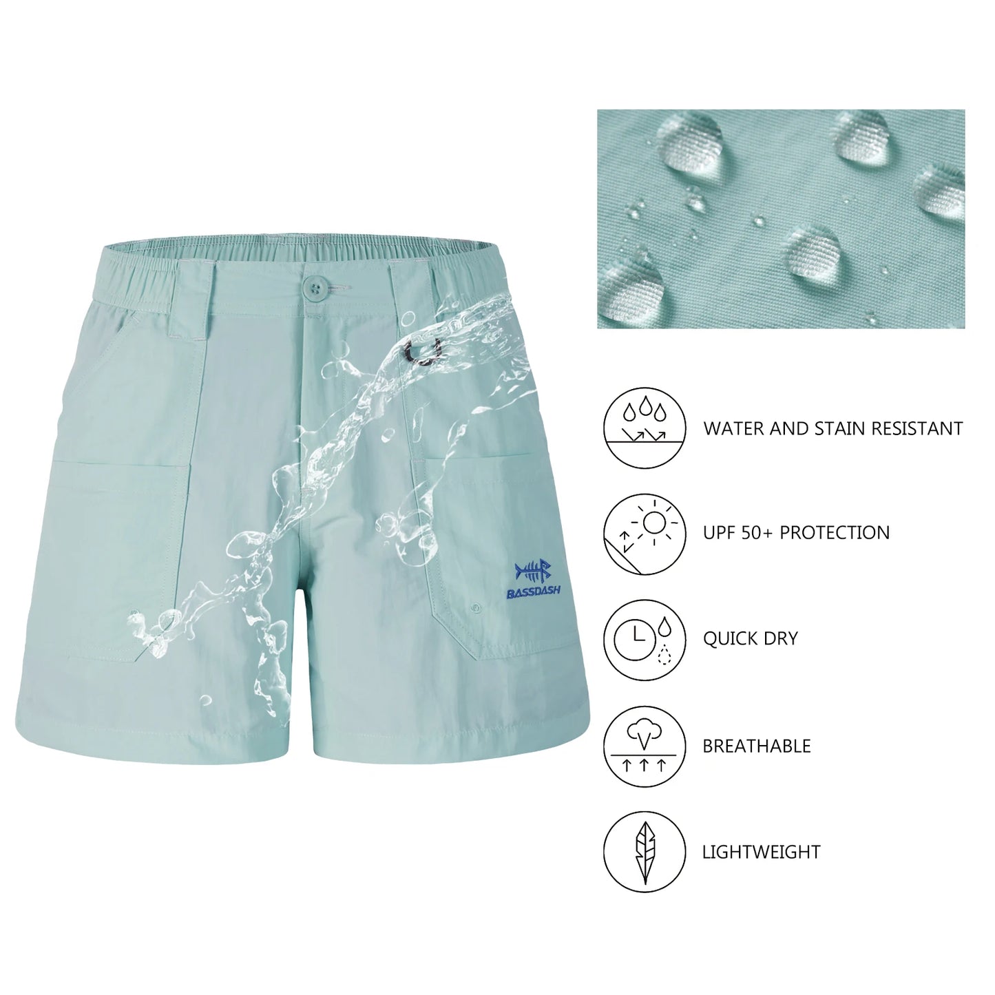 Bassdash Youth 5 Inch Fishing Shorts UPF 50 Quick Dry